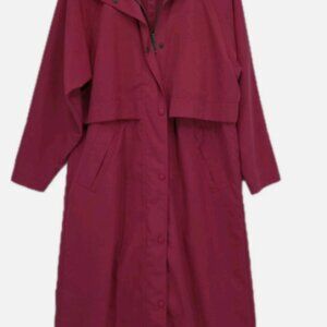 LL Bean Red Long Rain Coat Outdoor Jacket with Lining Women's regular M